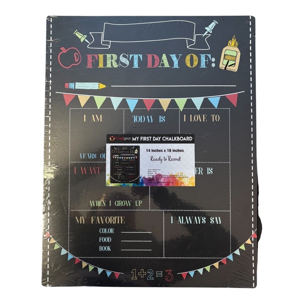Craftgear First Day Chalkboard‎ Ready to Record 14 x 18 Inches